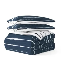 Quilts-Kirkland's Home Navy Linear Reversible 2-Pc. Twin Quilt Set Blue/White