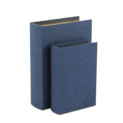 Baskets & Boxes-Kirkland's Home Navy Linen Book Boxes, Set Of 2 Blue