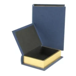 Baskets & Boxes-Kirkland's Home Navy Linen Book Boxes, Set Of 2 Blue