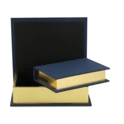 Baskets & Boxes-Kirkland's Home Navy Linen Book Boxes, Set Of 2 Blue