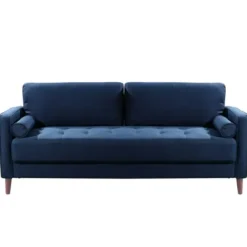 Sofas & Loveseats-Kirkland's Home Navy Lumbar Eucalyptus Sofa Blue