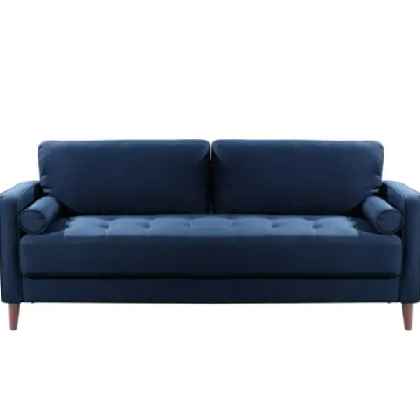 Sofas & Loveseats-Kirkland's Home Navy Lumbar Eucalyptus Sofa Blue