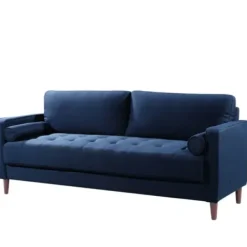 Sofas & Loveseats-Kirkland's Home Navy Lumbar Eucalyptus Sofa Blue
