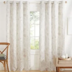 Curtains & Drapes-Kirkland's Home Navy Medallion Stripe Curtain Panel Set, 95 In. Blue/Ivory