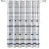 Shower Curtains-Kirkland's Home Navy Melora Tasseled Border Shower Curtain Blue/White