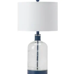 Table Lamps-Kirkland's Home Navy Metal And Glass Jar Table Lamp White