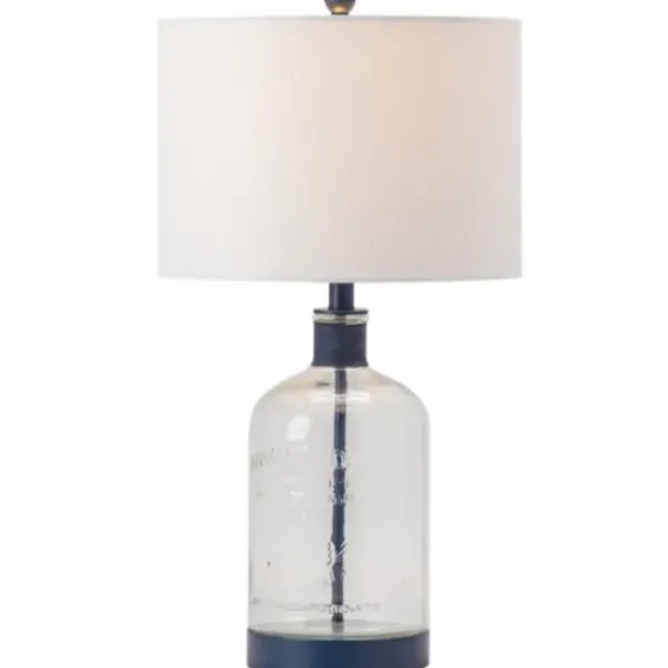 Table Lamps-Kirkland's Home Navy Metal And Glass Jar Table Lamp White