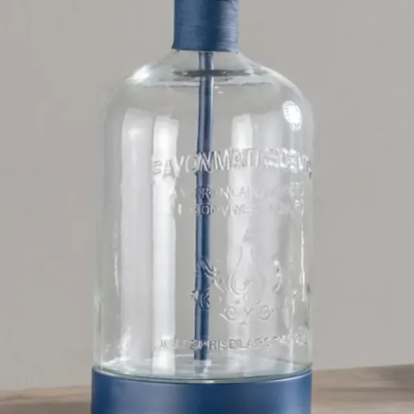 Table Lamps-Kirkland's Home Navy Metal And Glass Jar Table Lamp White