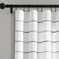 Curtains & Drapes-Kirkland's Home Navy Nantucket Fringe Curtain Panel Set, 95 In. Blue/White