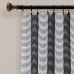 Curtains & Drapes-Kirkland's Home Navy Nantucket Fringe Curtain Panel Set, 84 In. Blue/White