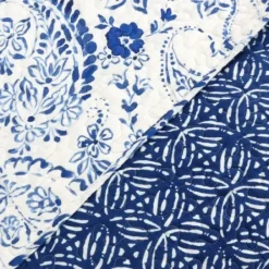 Quilts-Kirkland's Home Navy Paisley 3-Pc. Full/Queen Reversible Quilt Set Blue