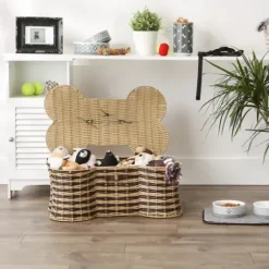 Baskets & Boxes-Kirkland's Home Navy Paw Patch Stripe Rectangle Pet Basket Blue