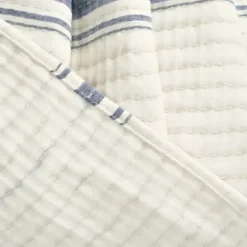 Quilts-Kirkland's Home Navy Pick Stitch Stripe Queen Quilt Blue/White