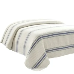 Quilts-Kirkland's Home Navy Pick Stitch Stripe Queen Quilt Blue/White