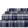 Bed Sheets-Kirkland's Home Navy Plaid Polka Dot 3-Pc. Twin Sheet Set Blue
