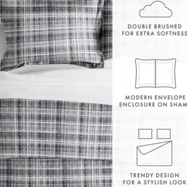Duvets-Kirkland's Home Navy Plaid Polka Dot 2-Pc. Twin Duvet Cover Set Blue/White