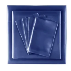 Bed Sheets-Kirkland's Home Navy Satin 6-Pc. King Sheet Set Blue