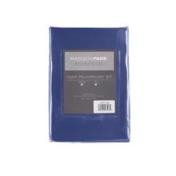 Bed Sheets-Kirkland's Home Navy Satin Standard 2-Pc. Pillow Case Set Blue
