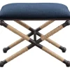 Benches & Ottomans-Kirkland's Home Navy Seat And Black Metal Ottoman Blue