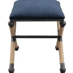 Benches & Ottomans-Kirkland's Home Navy Seat And Black Metal Ottoman Blue