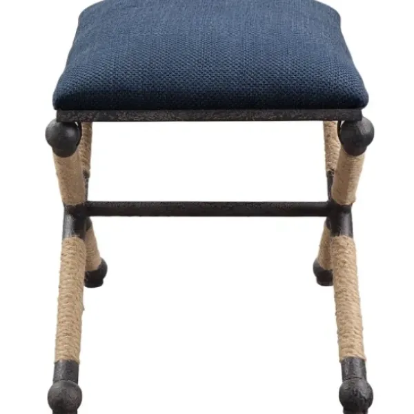 Benches & Ottomans-Kirkland's Home Navy Seat And Black Metal Ottoman Blue