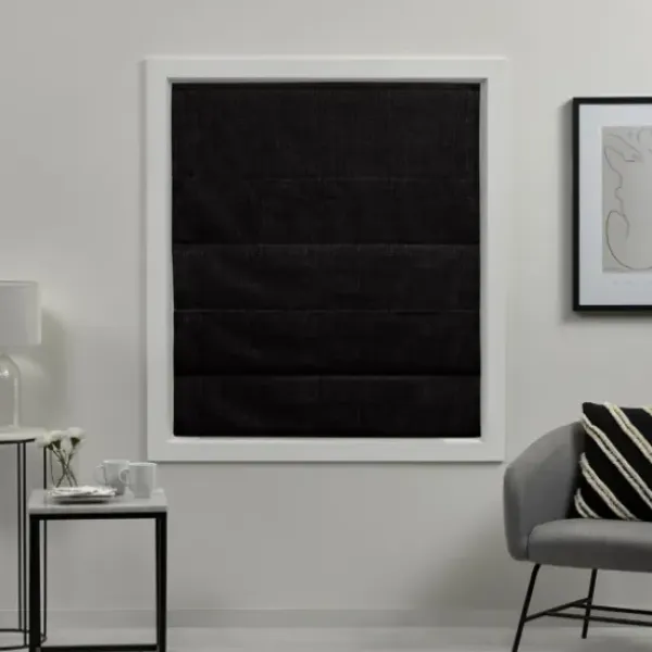 Curtains & Drapes-Kirkland's Home Navy Stripe Ricci Blackout Curtain Shade, 23 In. Blue