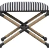 Benches & Ottomans-Kirkland's Home Navy Striped Seat And Black Metal Ottoman Blue/Ivory