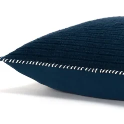 Pillows-Kirkland's Home Navy Subtle Striped Oversized Pillow Blue