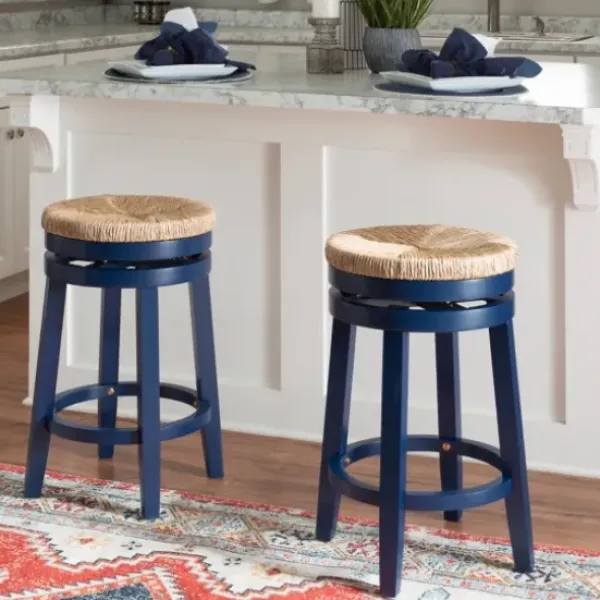 Bar Stools & Counter Height Stools-Kirkland's Home Navy Swivel Frame Counter Stool Blue