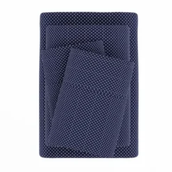Bed Sheets-Kirkland's Home Navy Tiny Hearts 3-Pc. Twin Sheet Set Blue