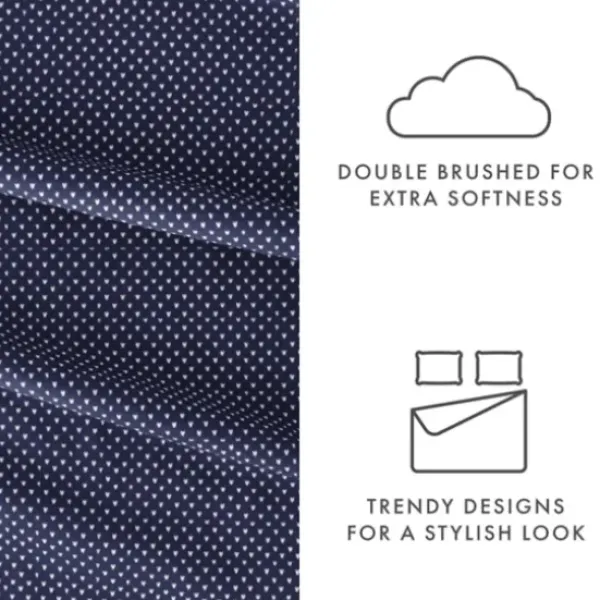 Bed Sheets-Kirkland's Home Navy Tiny Hearts 3-Pc. Twin Sheet Set Blue