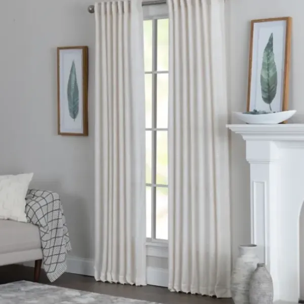Curtains & Drapes-Kirkland's Home Navy Top Knotted Burlap Curtain Panel Set, 95 In. Blue