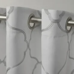 Curtains & Drapes-Kirkland's Home Navy Trellis Darkening Curtain Panel Set, 108 In. Blue/White