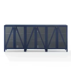 Tv Stands & Media Consoles-Kirkland's Home Navy Triangle 6-Door Wood Media Cabinet Blue