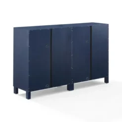 Tv Stands & Media Consoles-Kirkland's Home Navy Triangle 4-Door Wood Media Cabinet Blue