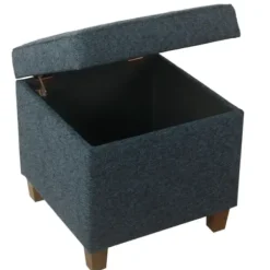 Benches & Ottomans-Kirkland's Home Navy Tufted Upholstered Storage Ottoman Blue