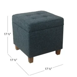 Benches & Ottomans-Kirkland's Home Navy Tufted Upholstered Storage Ottoman Blue
