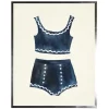Framed Art-Kirkland's Home Navy Two Piece Bathing Suit Framed Art Print Blue/White