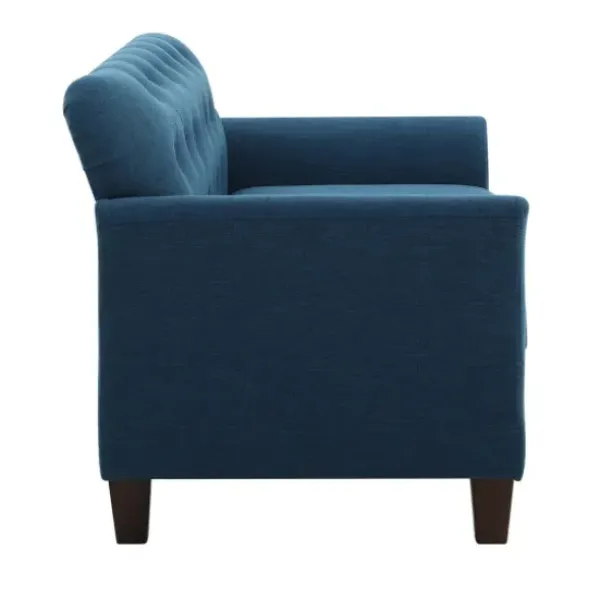 Sofas & Loveseats-Kirkland's Home Navy Upholstered Button Tufted Loveseat Blue