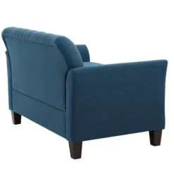 Sofas & Loveseats-Kirkland's Home Navy Upholstered Button Tufted Loveseat Blue