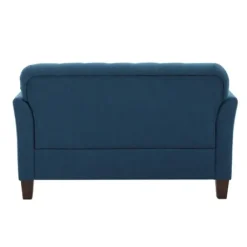 Sofas & Loveseats-Kirkland's Home Navy Upholstered Button Tufted Loveseat Blue
