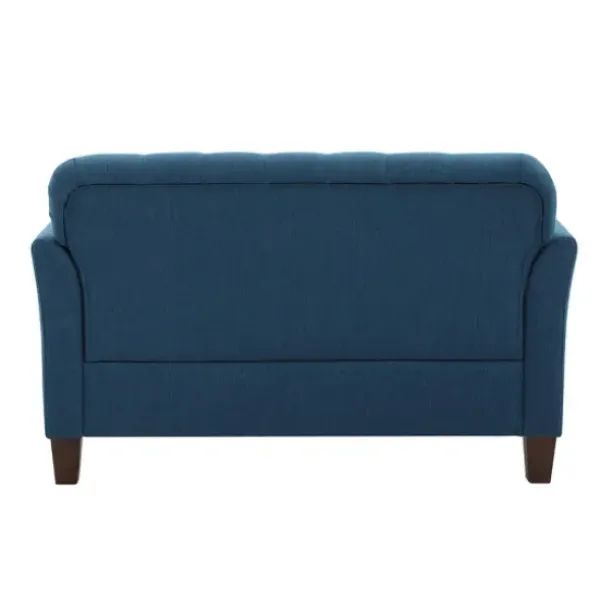 Sofas & Loveseats-Kirkland's Home Navy Upholstered Button Tufted Loveseat Blue