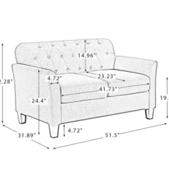 Sofas & Loveseats-Kirkland's Home Navy Upholstered Button Tufted Loveseat Blue