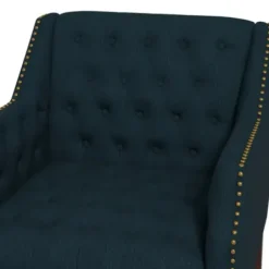Accent Chairs-Kirkland's Home Navy Upholstered Button Tufted Accent Chair Blue
