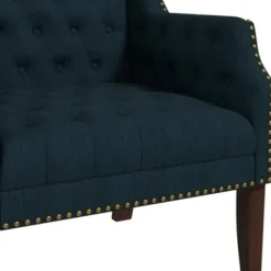 Accent Chairs-Kirkland's Home Navy Upholstered Button Tufted Accent Chair Blue