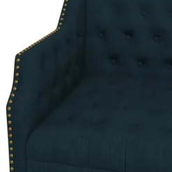 Accent Chairs-Kirkland's Home Navy Upholstered Button Tufted Accent Chair Blue