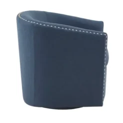 Accent Chairs-Kirkland's Home Navy Upholstered Nailhead Swivel Accent Chair Blue