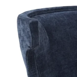 Bar Stools & Counter Height Stools-Kirkland's Home Navy Upholstered Wingback Swivel Counter Stool Blue