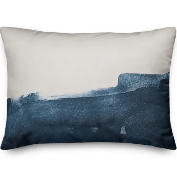 Pillows-Kirkland's Home Navy Watercolor Half Accent Pillow Blue/White