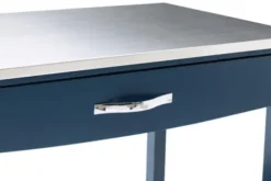 Kitchen Islands & Bar Carts-Kirkland's Home Navy Wood And Stainless Steel Top Kitchen Cart Blue